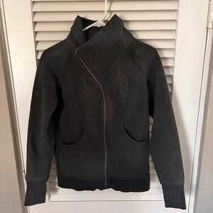 Lululemon Charcoal Grey Asymmetrical Zip Fleece Jacket Size 4